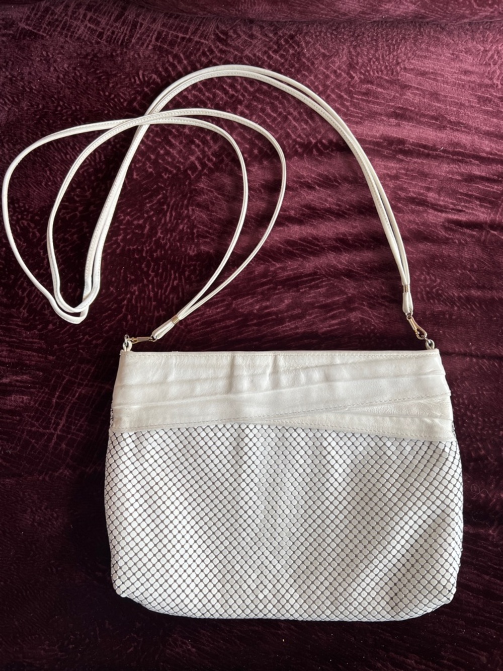 Vintage Whiting & Davis White Mesh Crossbody Purse